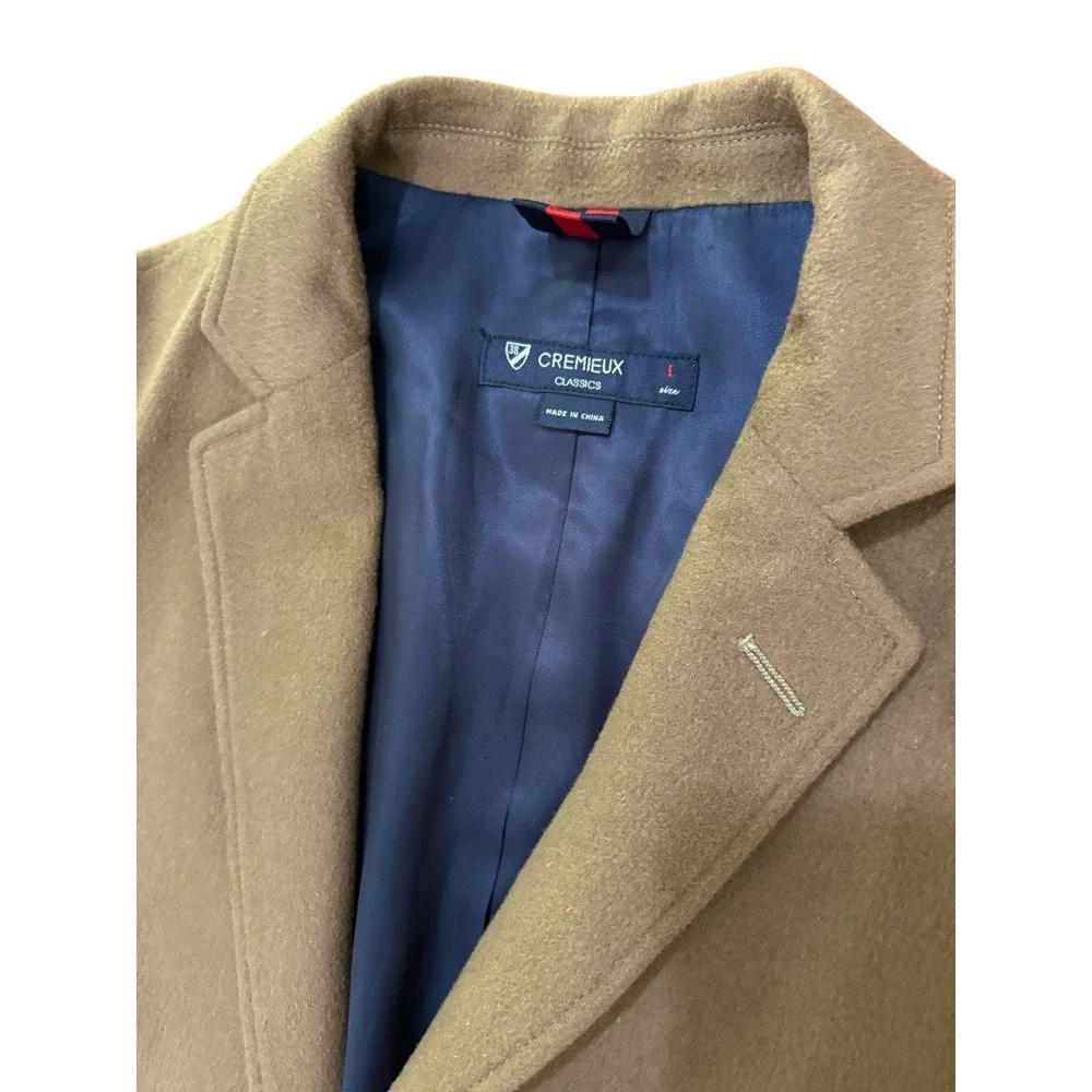 Cremieux Blazer‎ Men L Tan Wool Sports Coat Elbow Patches 48R Preppy heritage